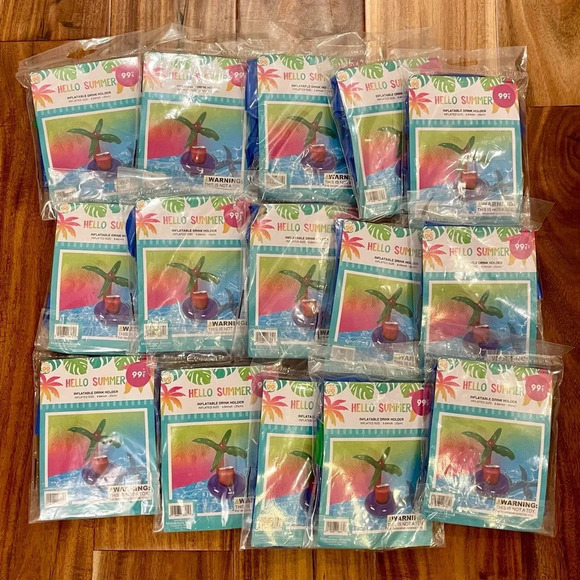 15 Pcs Inflatable Drink Holders Floating Cup Holder Palm Tree Pool Party Coaster - Picture 4 of 4